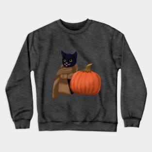 black cat and pumpkin Crewneck Sweatshirt